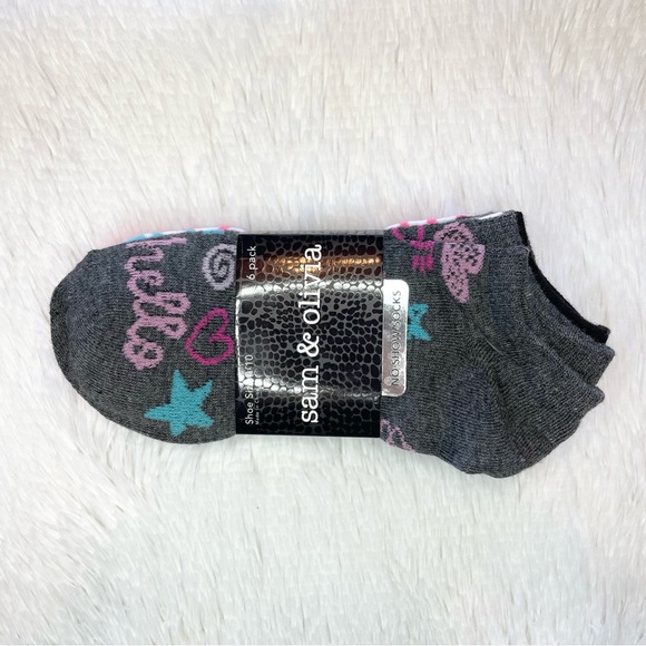 Accessories - NWY pink, teal, black, gray and white stars & stripes size 4-10 socks 6 pairs